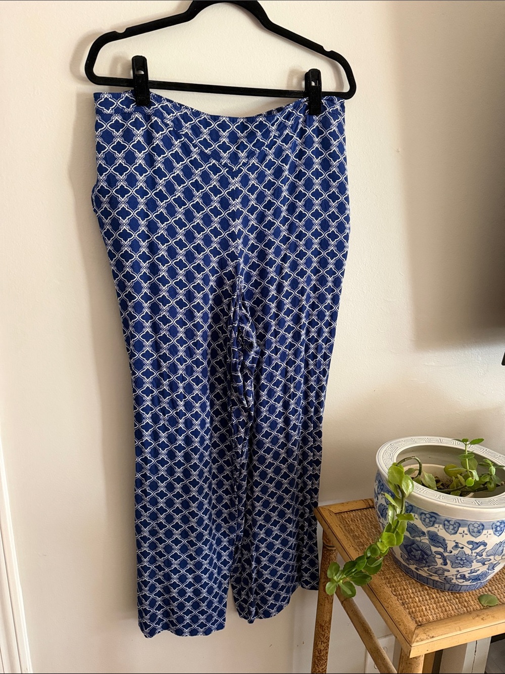 Alfred Dunner Blue and White Wide Leg Pants